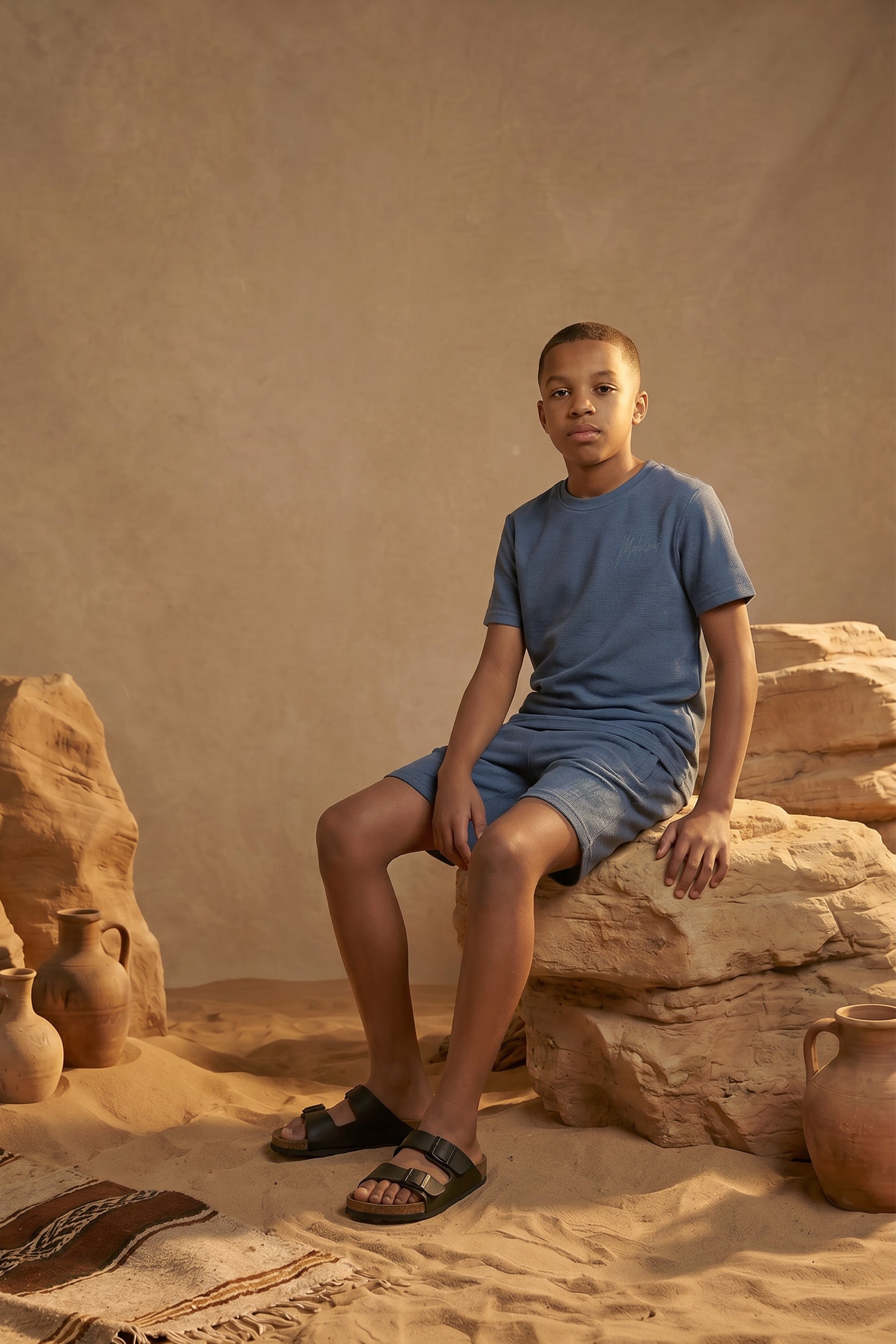 Malelions Junior Slub Structure Shorts | Dust Blue