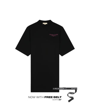 Malelions Women Golden Coast T-Shirt Dress | Black/Flamingo Pink