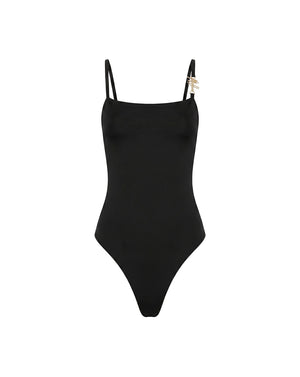 Malelions Women Charm Emblem Bodysuit | Black