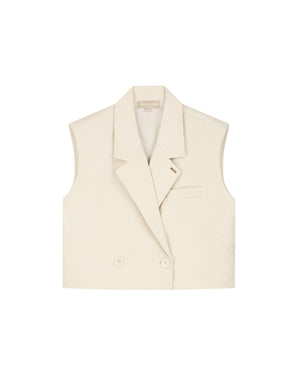 Malelions Women Cropped Emblem Gilet | Beige