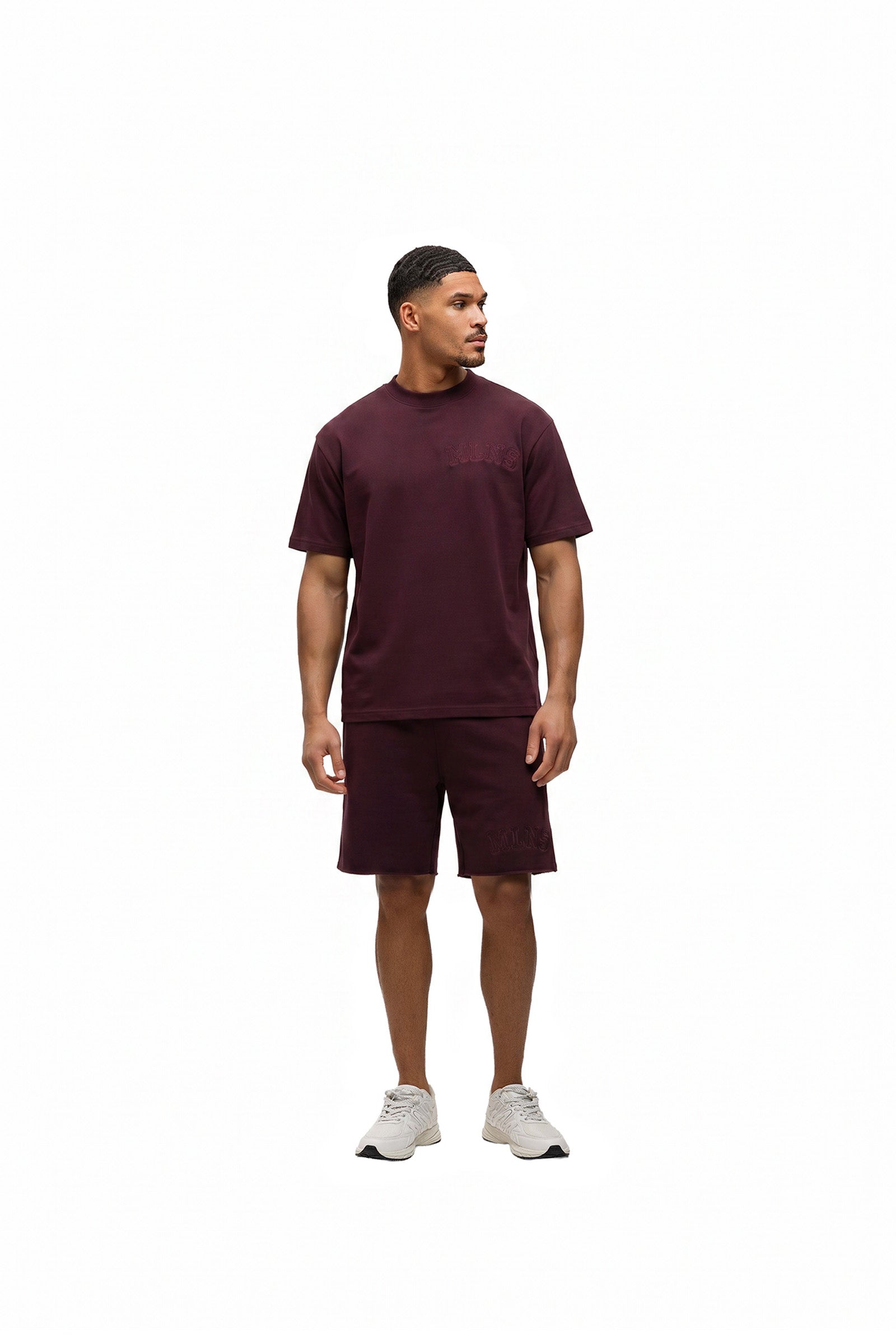 Malelions Men Heavyweight Applique Shorts | Burgundy
