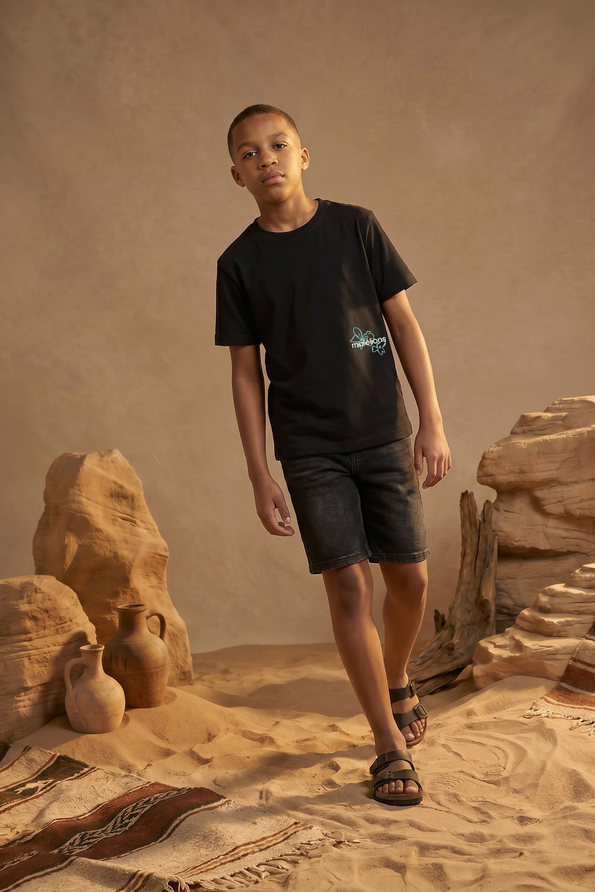 Malelions Junior Relaxed Botanical T-Shirt | Black