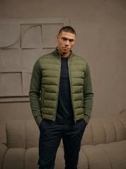 Malelions Men Knitted Hybrid Jacket | Vintage Green