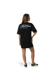 Malelions Women Kylie T-Shirt Dress | Black/Vista Blue