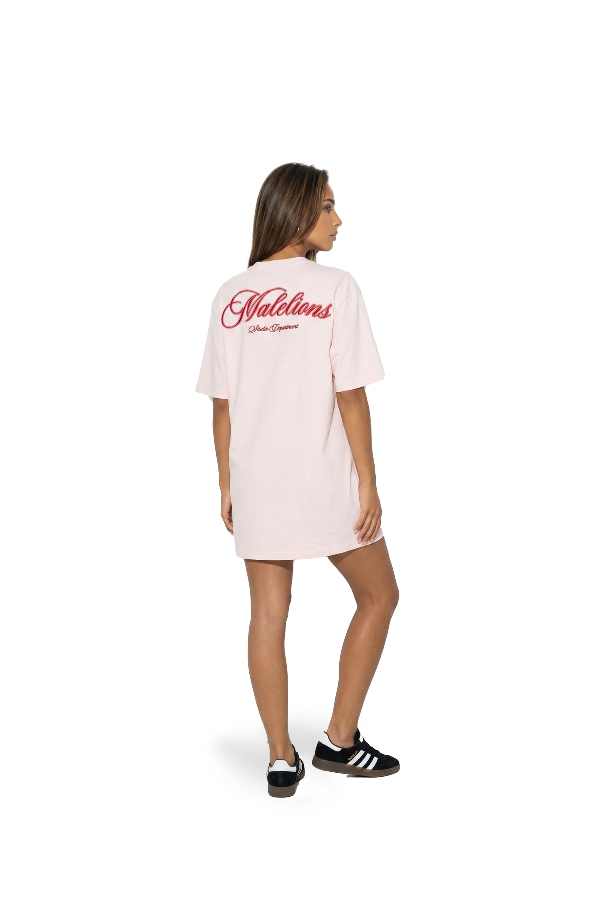 Malelions Women Kylie T-Shirt Dress | Soft Pink/Deep Red