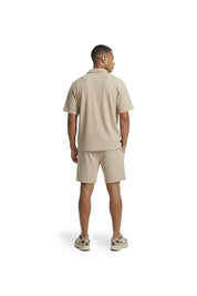 Malelions Men Ribbed Camp Collar Shirt | Light Taupe