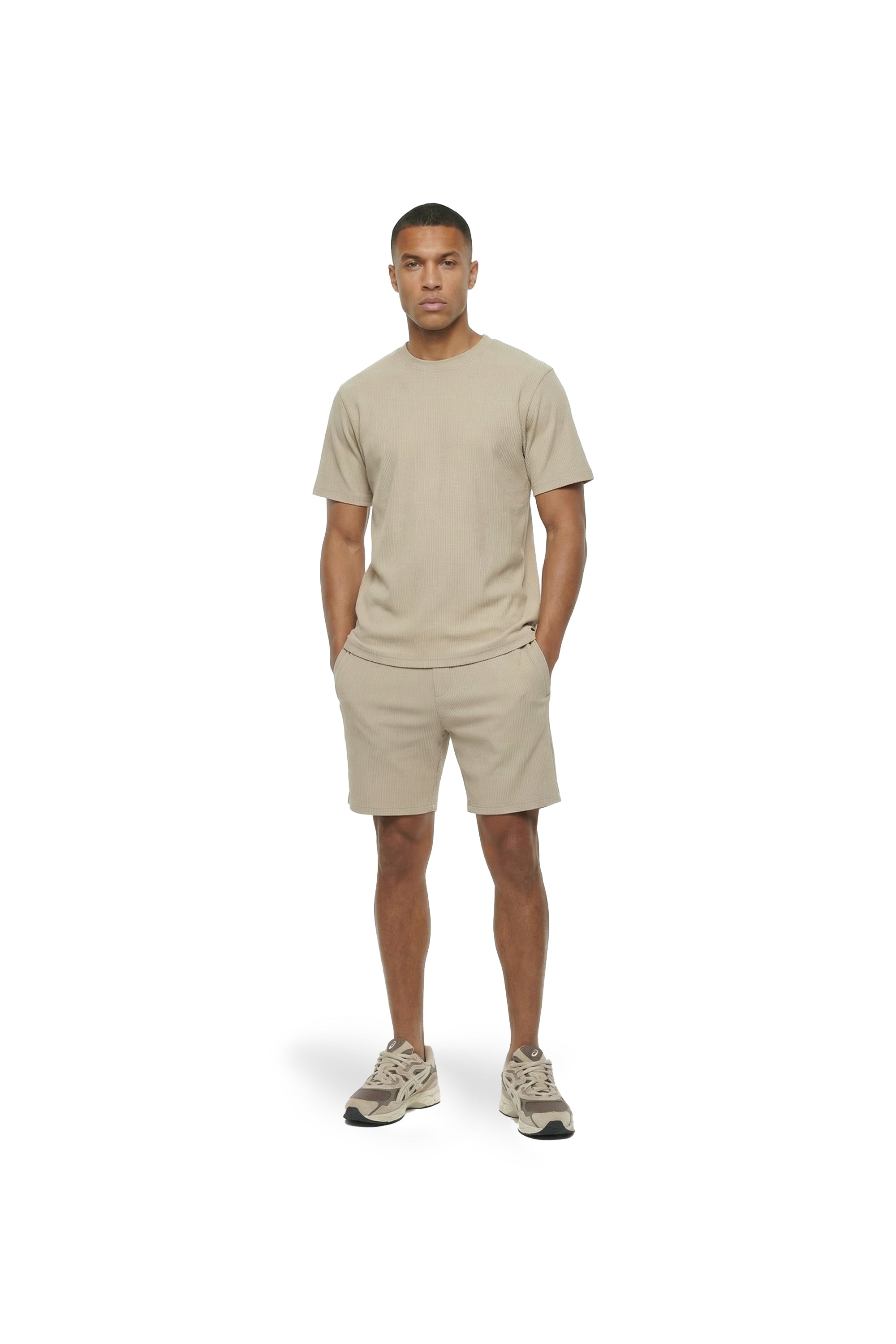 Malelions Men Ribbed T-Shirt | Light Taupe