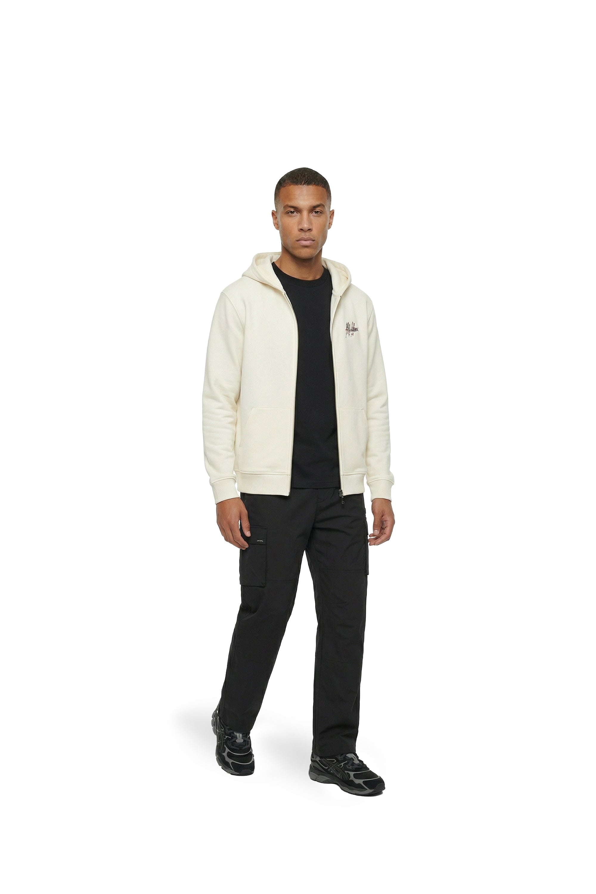 Malelions Men Splash Zip Hoodie | Off White/Red