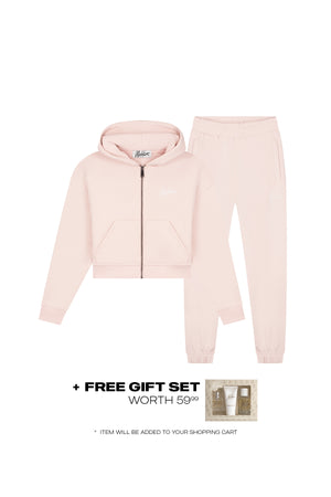Malelions Women Cropped Signature Tracksuit | Light Pink