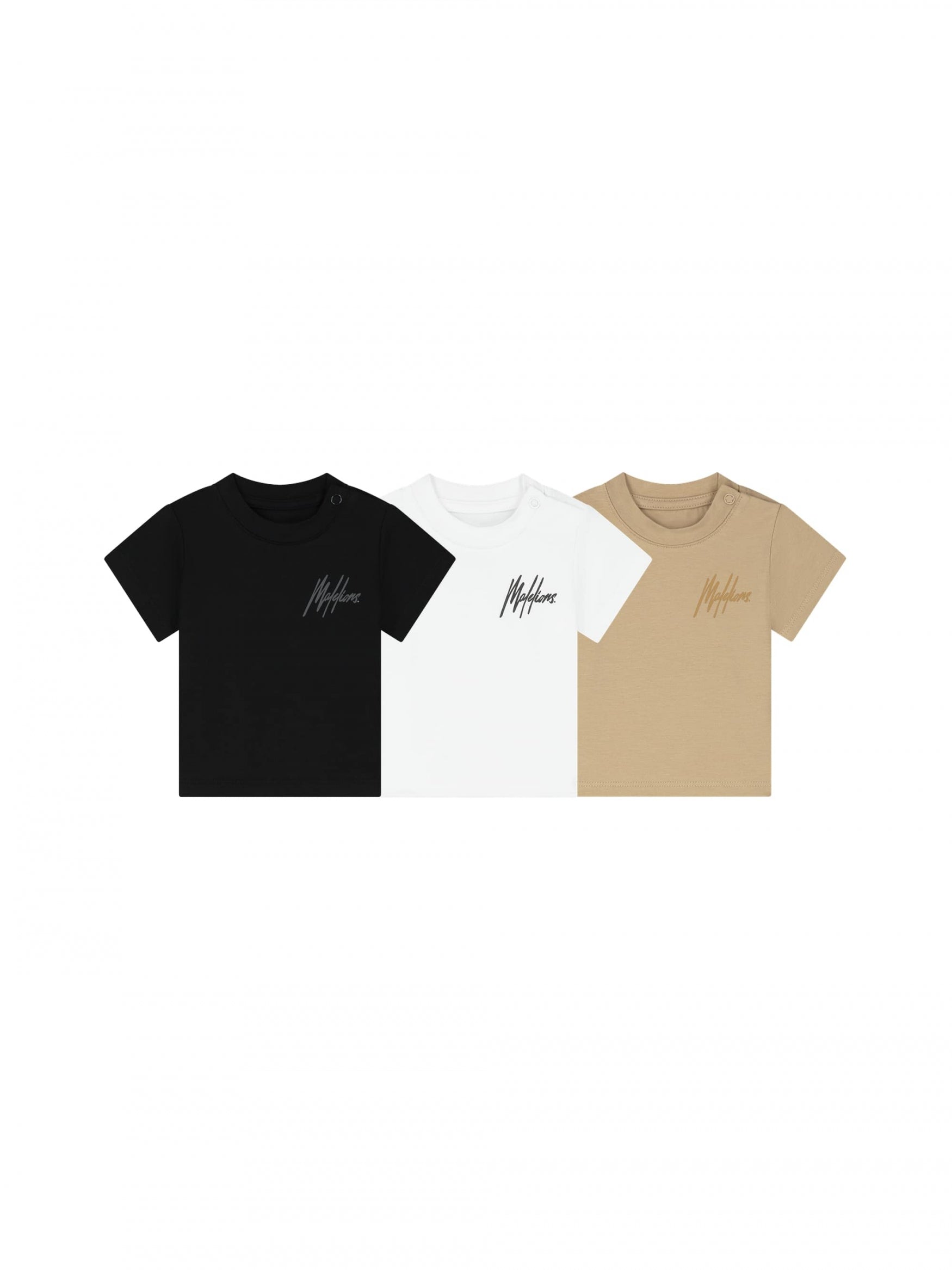  Malelions Baby Signature T-Shirt 3-Pack | Black/White/Beige