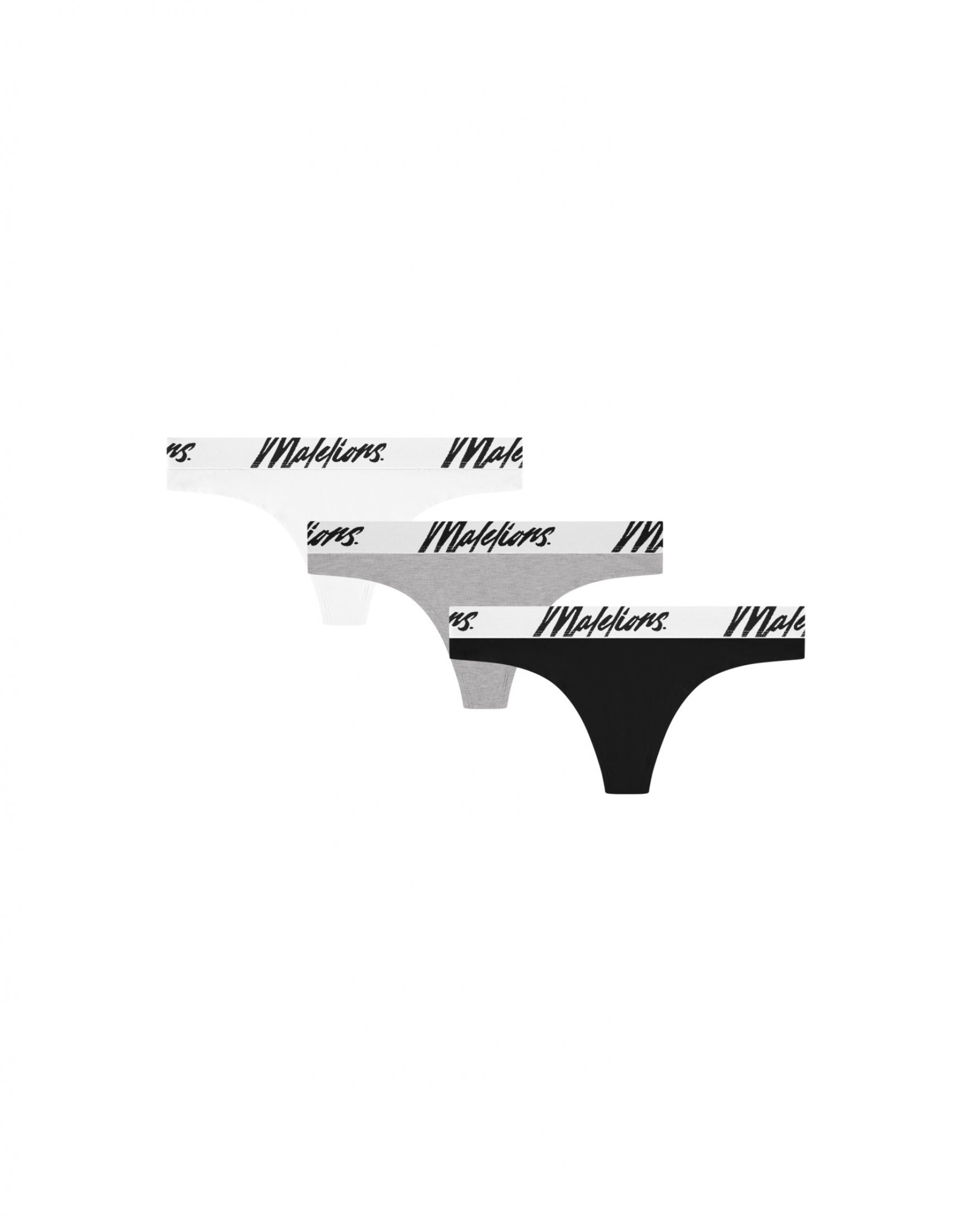 Malelions Women Thong 3-Pack | White/Gray/Black