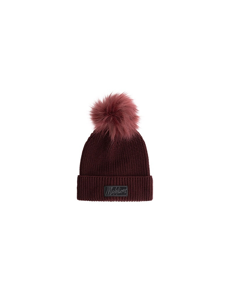 Malelions Women Knitted Beanie | Burgundy