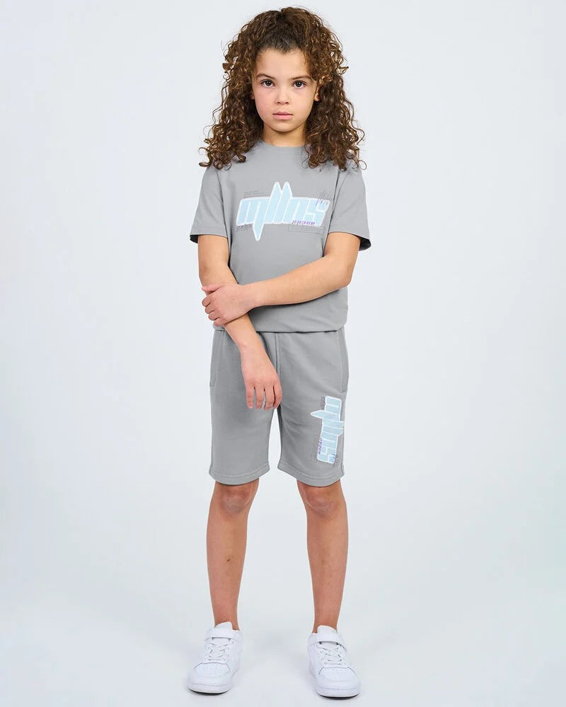 Malelions Junior Font T-Shirt | Grey/Light Blue