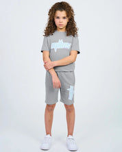 Malelions Junior Font T-Shirt | Grey/Light Blue