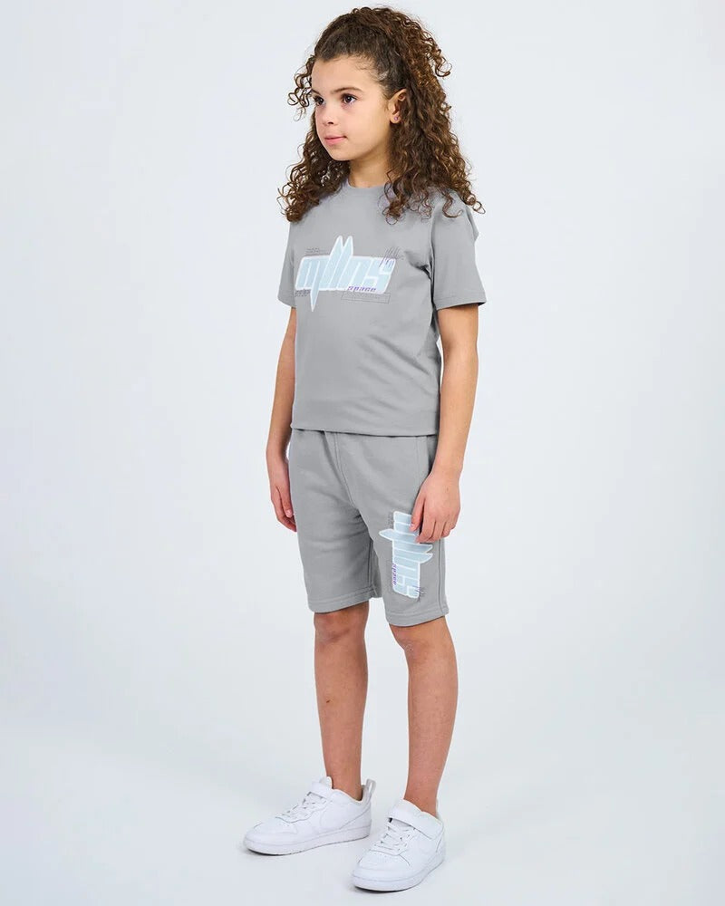 Malelions Junior Font T-Shirt | Grey/Light Blue