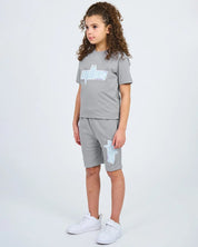 Malelions Junior Font T-Shirt | Grey/Light Blue