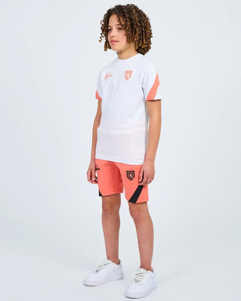 Malelions Junior Sport Pre-Match T-Shirt | White/Coral