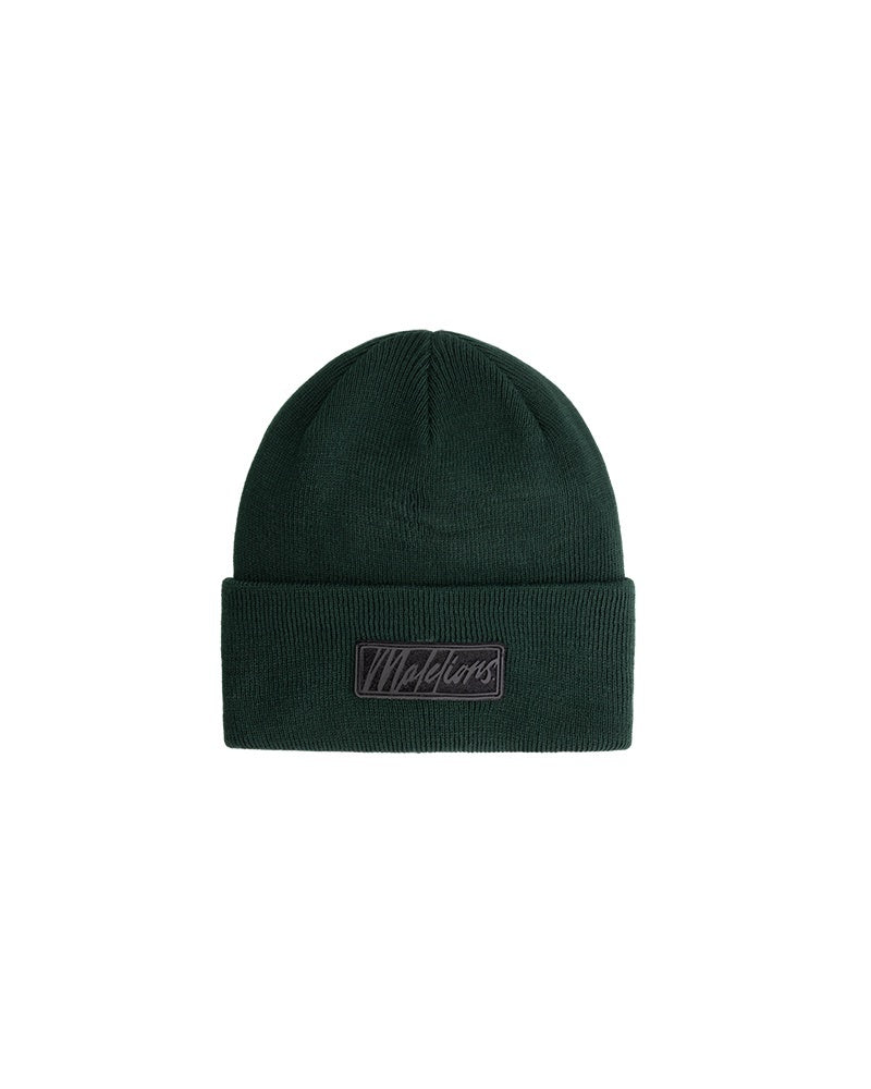 Malelions Junior Ribbed Logo Beanie | Dark Green