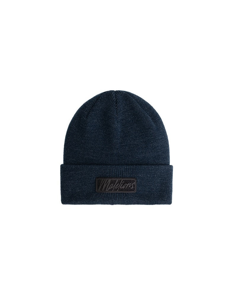 Malelions Junior Ribbed Logo Beanie | Navy