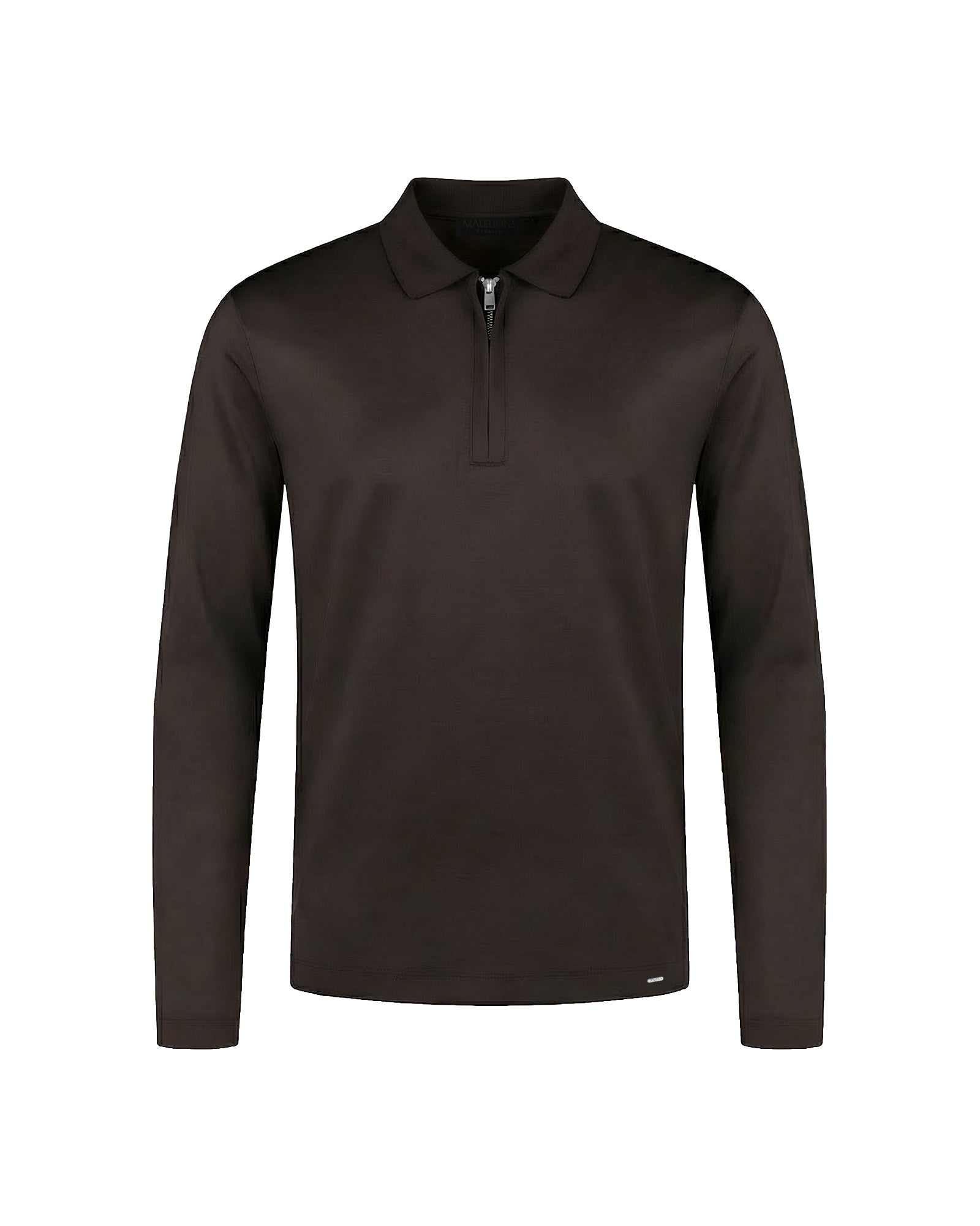 Malelions Premium Mercerized Cotton Longsleeve Polo | Dark Brown