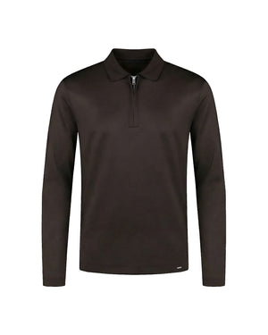 Malelions Premium Mercerized Cotton Longsleeve Polo | Dark Brown