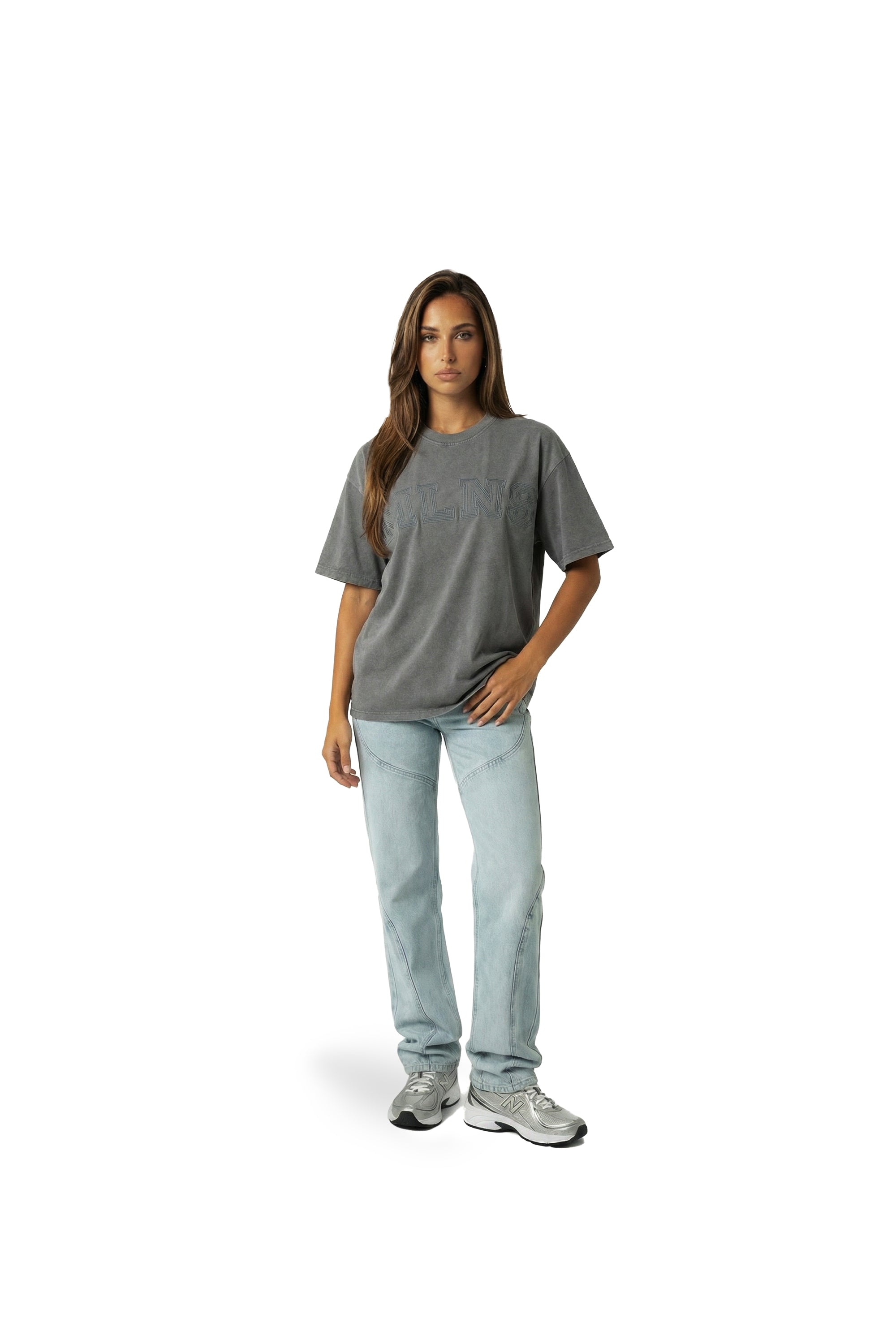 Malelions Women Varsity Oversized T-Shirt | Acid Wash