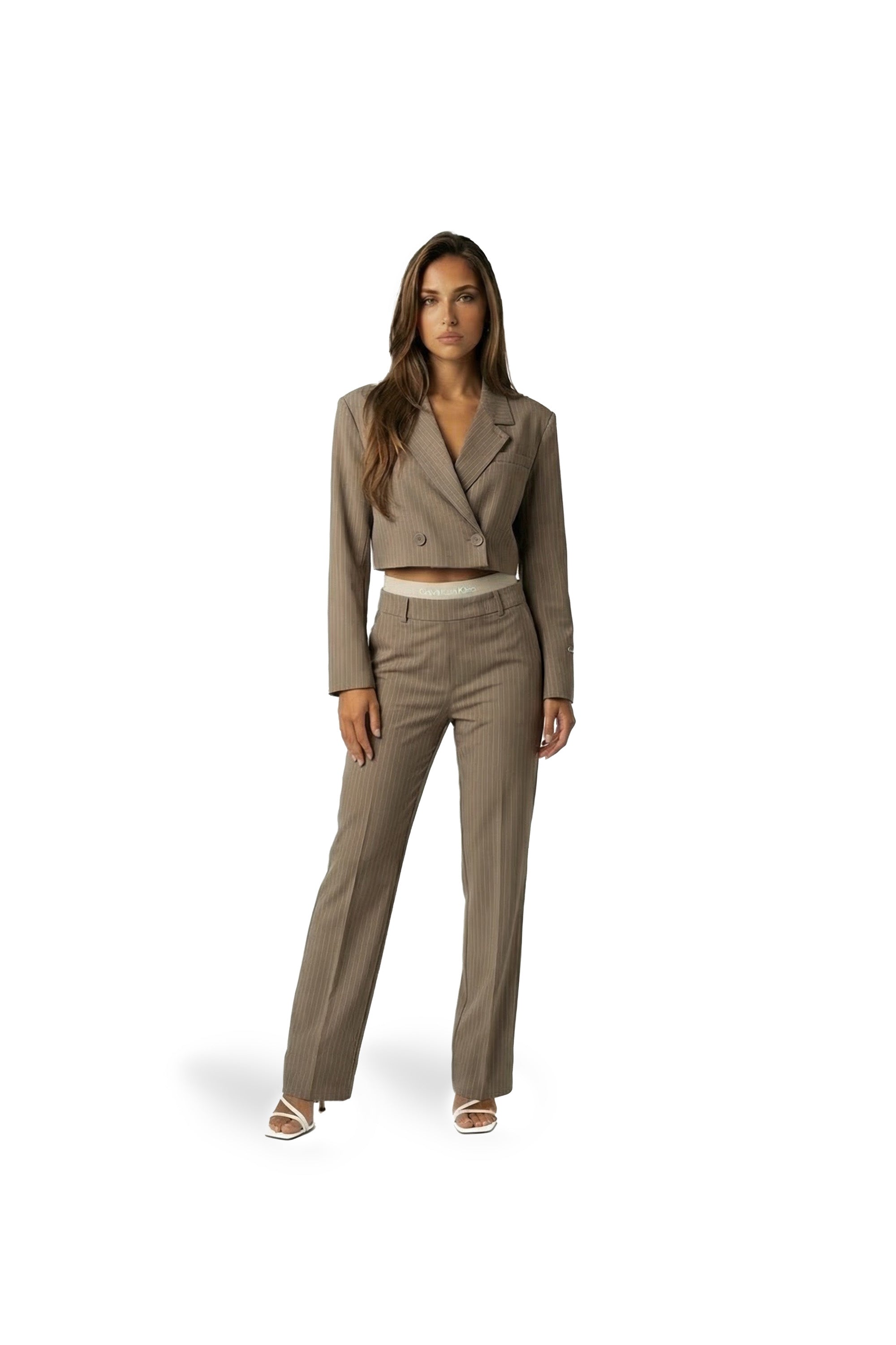 Malelions Women Pinstripe Pantalon | Sand