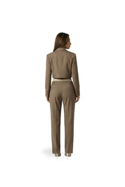 Malelions Women Cropped Pinstripe Blazer | Sand