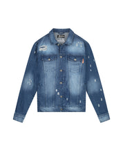 Malelions Men Stained Denim Jacket | Dark Blue