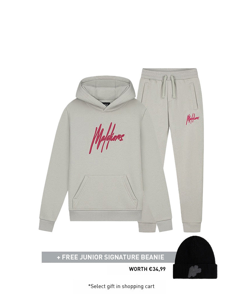 Malelions Junior Signature Tracksuit | Grey/Red