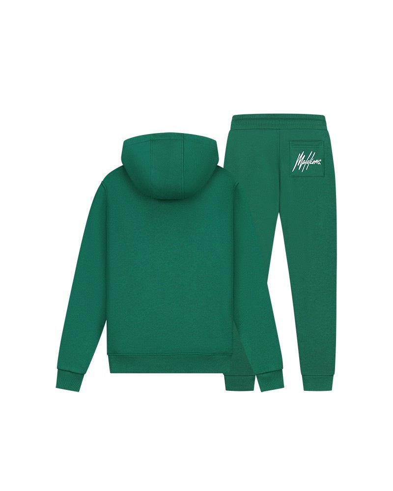 Malelions Junior Signature Tracksuit | Dark Green/White