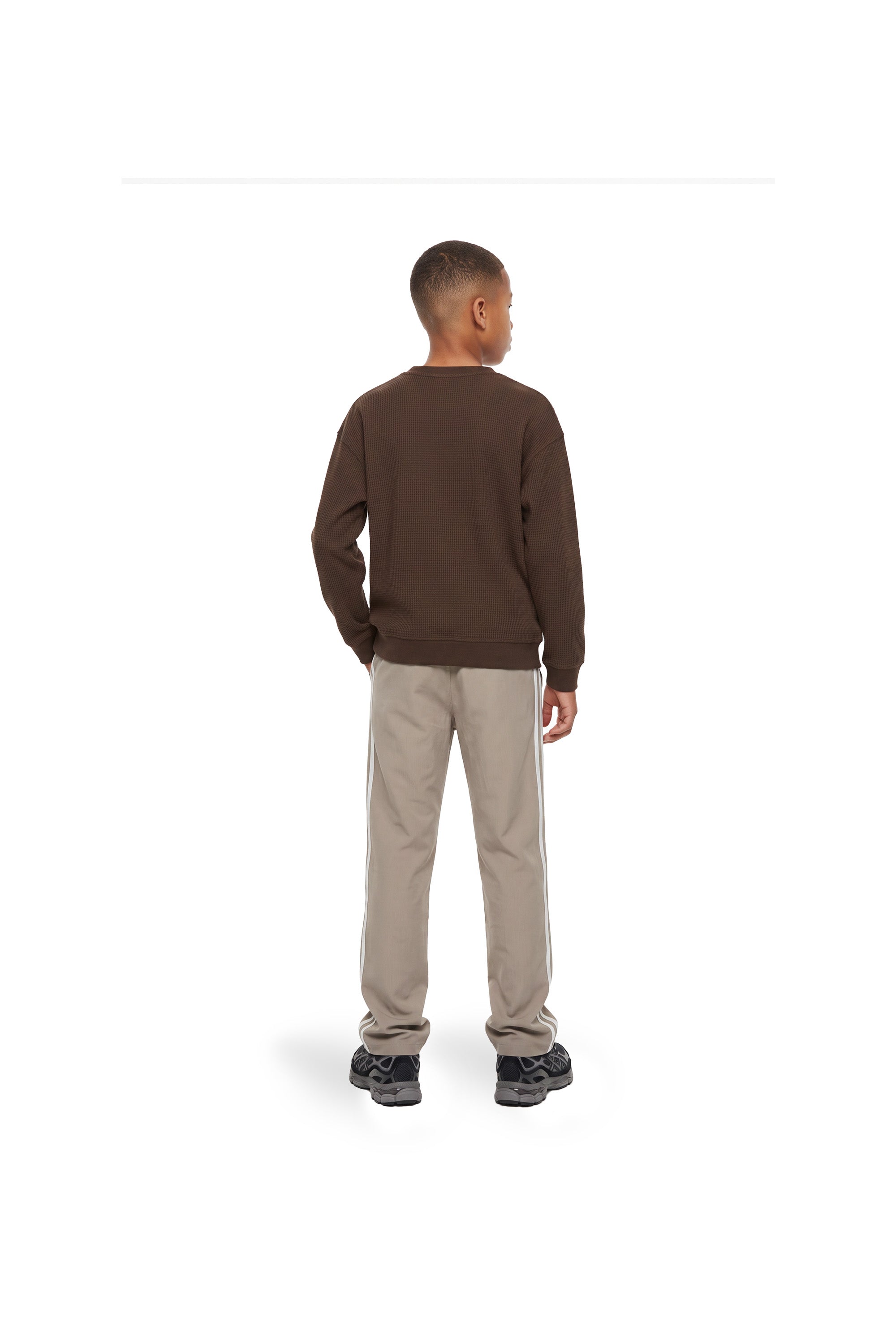 Malelions Junior Relaxed Basic Waffle Sweater | Brown