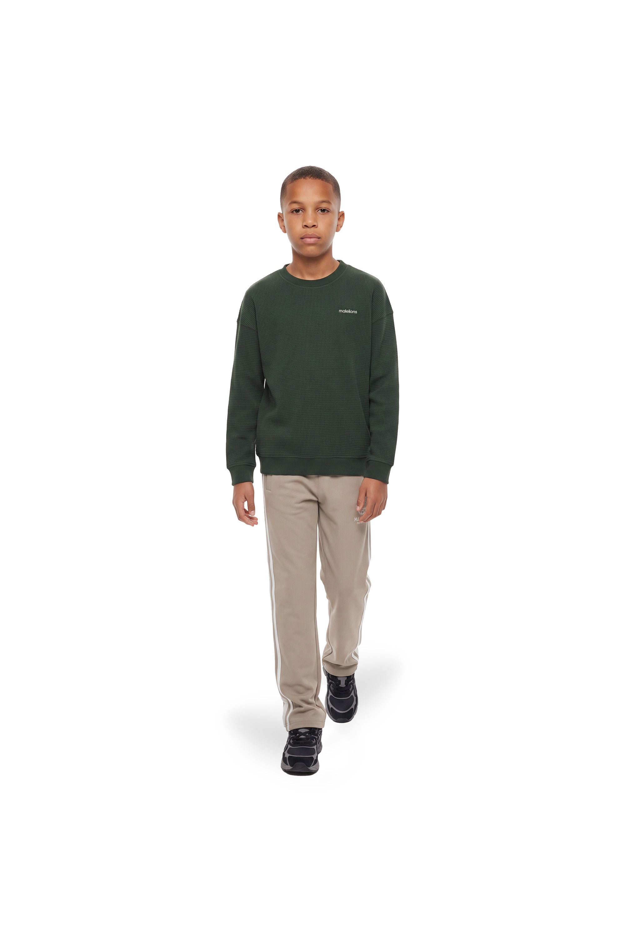 Malelions Junior Relaxed Basic Waffle Sweater | Racing Green