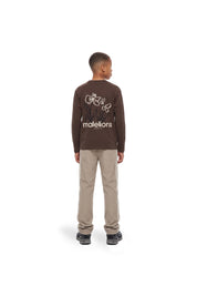 Malelions Junior Relaxed Flower Longsleeve T-Shirt | Brown