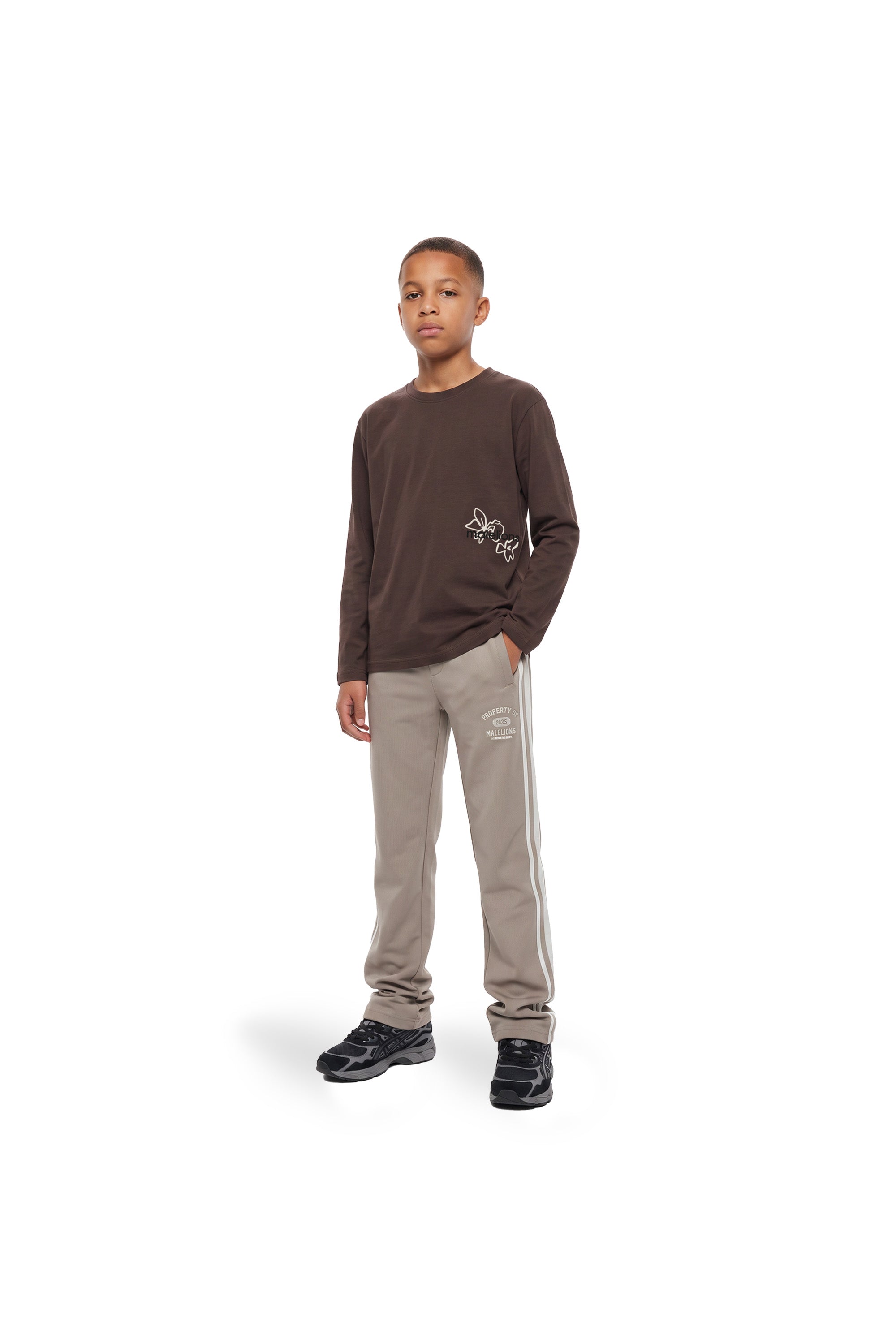 Malelions Junior Relaxed Flower Longsleeve T-Shirt | Brown