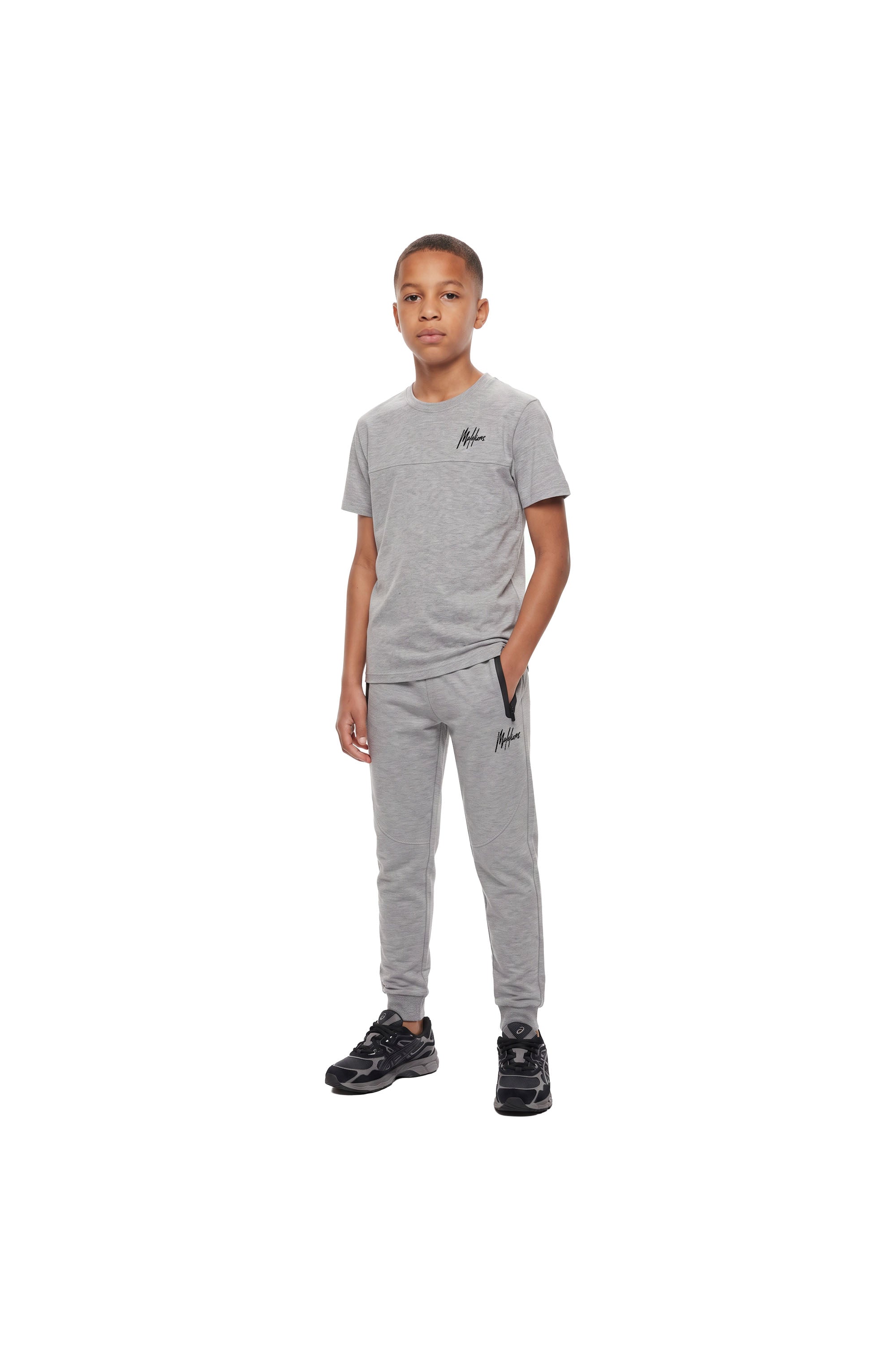 Malelions Junior Counter Trackpants | Grey Melange