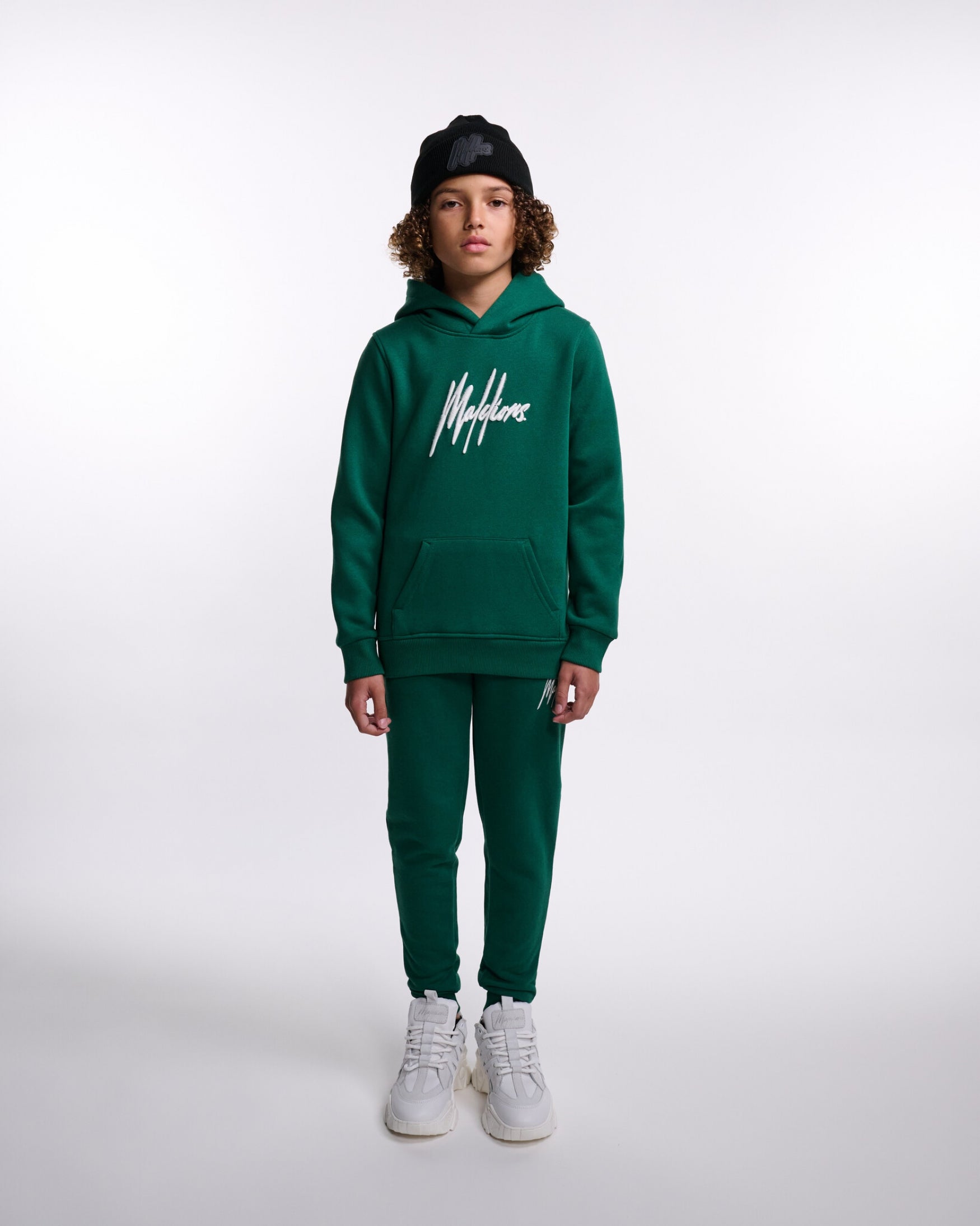 Malelions Junior Signature Tracksuit | Dark Green/White