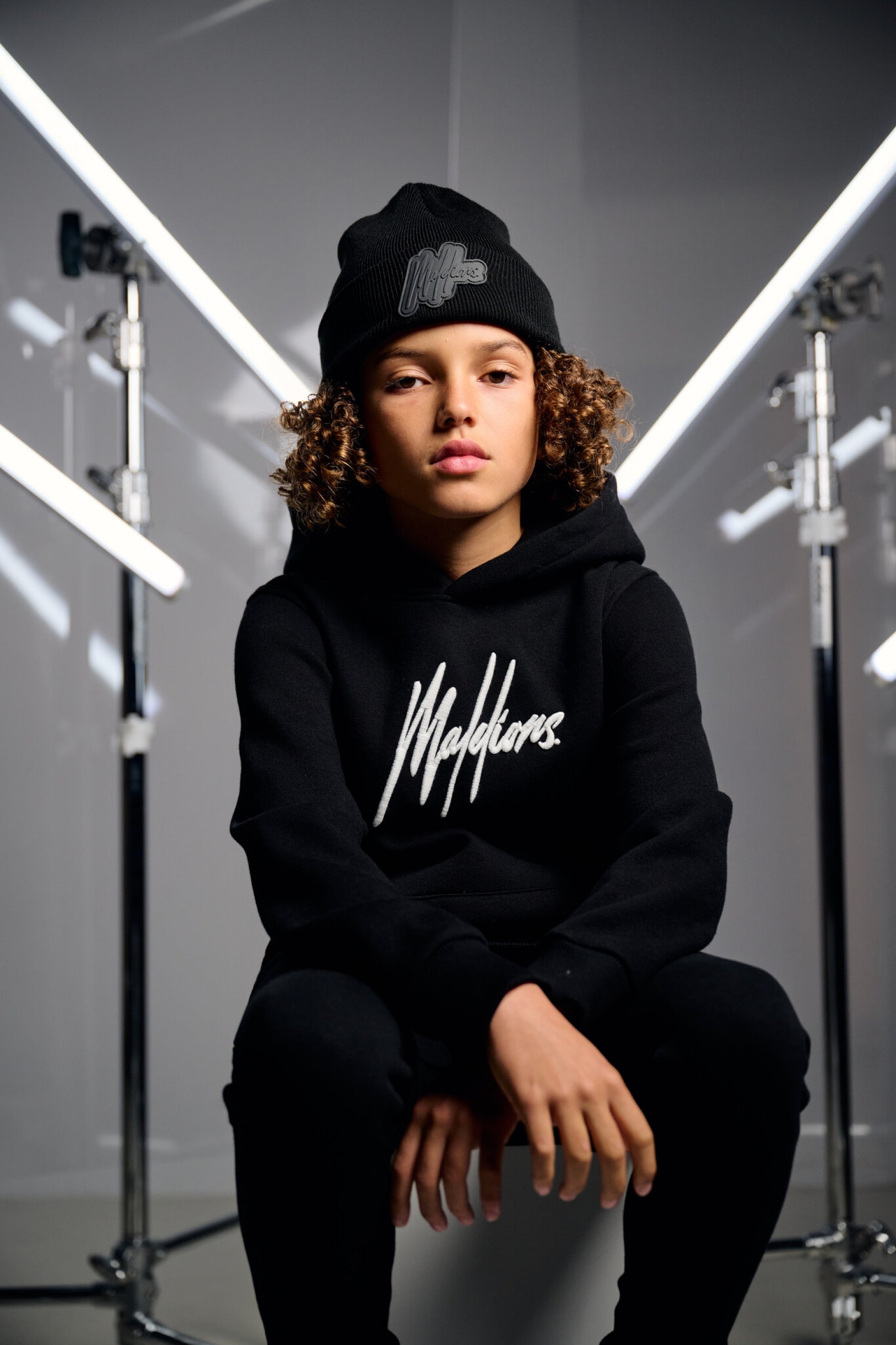 Malelions Junior Signature Tracksuit | Black/White