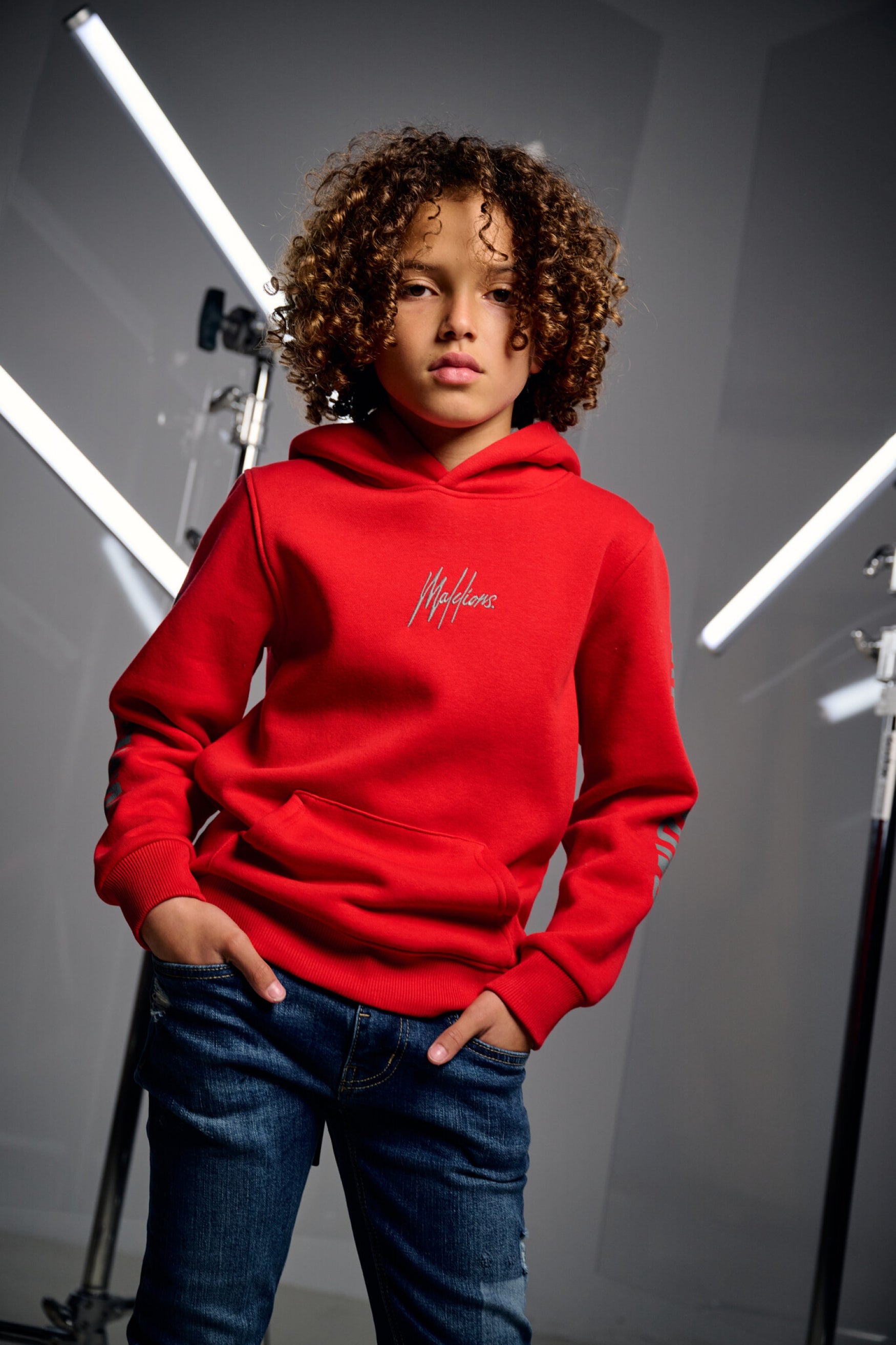 Malelions Junior Lective Hoodie | Red/Grey