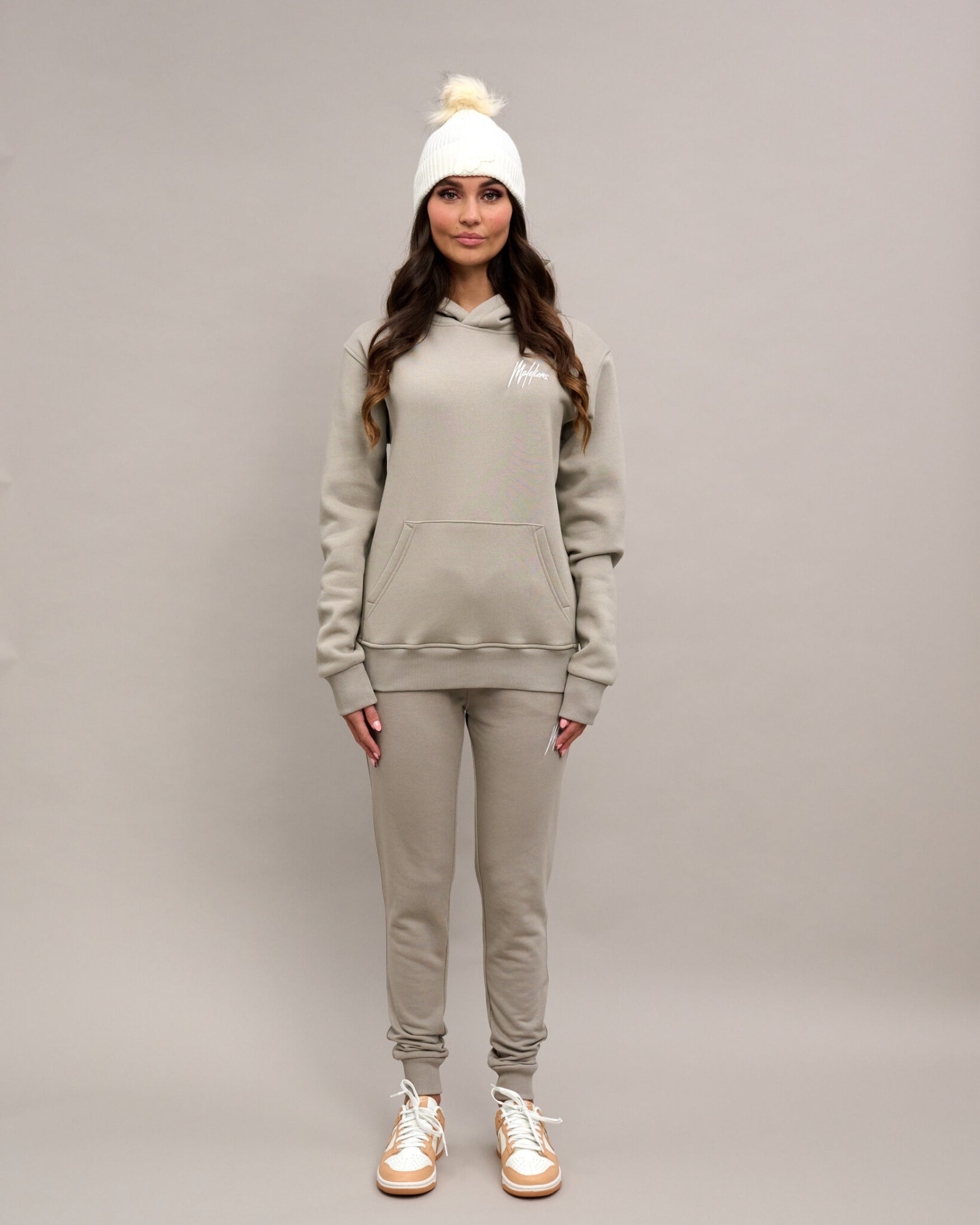 Malelions Women Signature Tracksuit | Beige/White