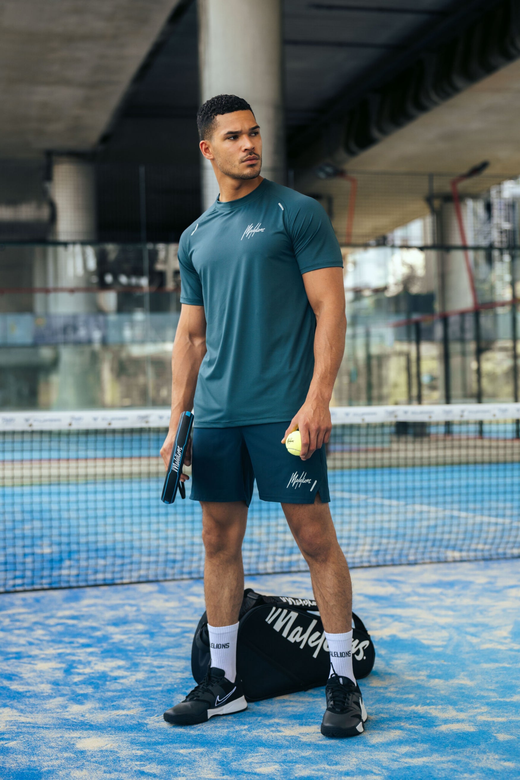 Malelions Padel Hexagon T-Shirt | Petrol