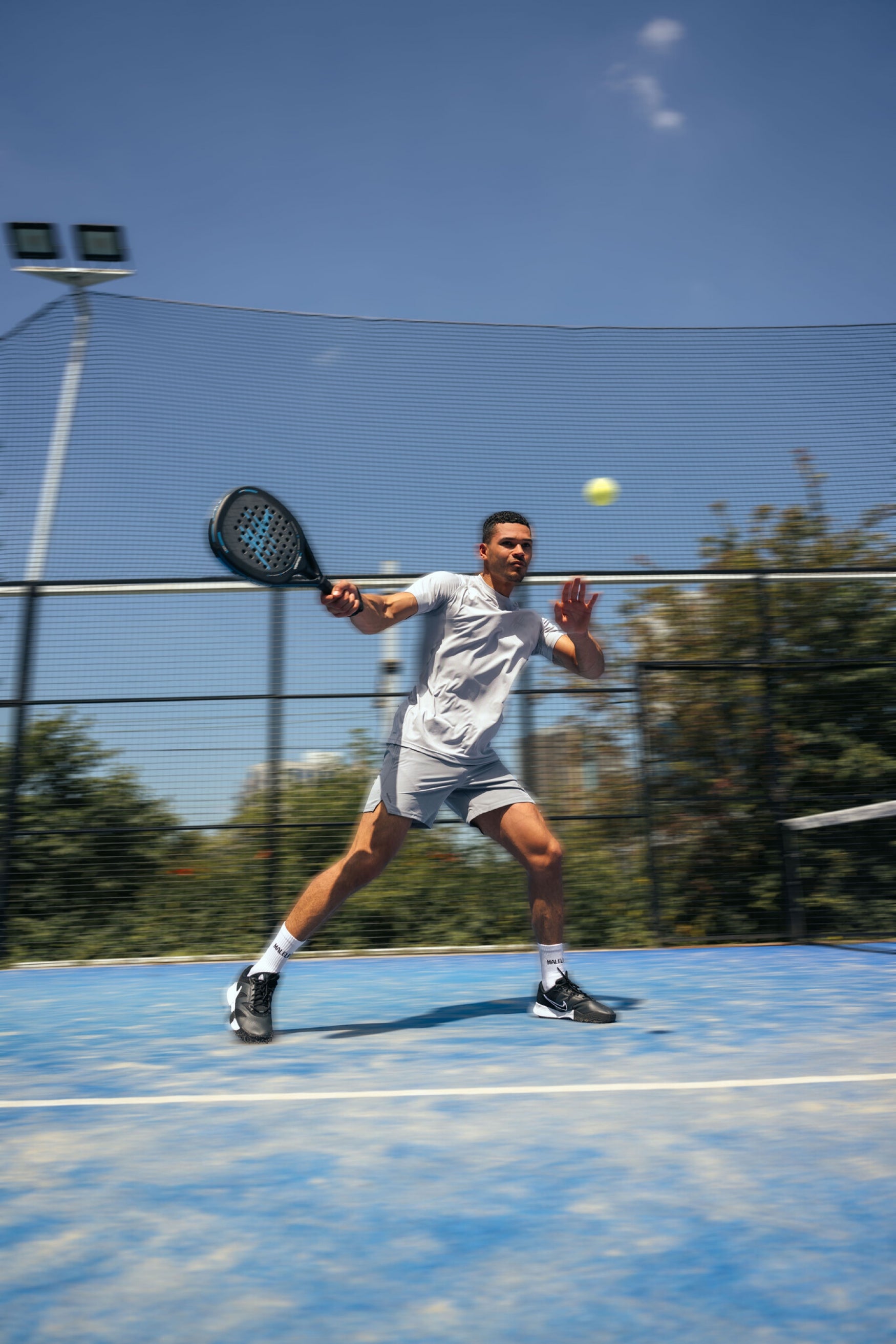 Malelions Padel Hexagon T-Shirt | Grey