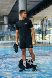 Malelions Padel Hexagon T-Shirt | Black