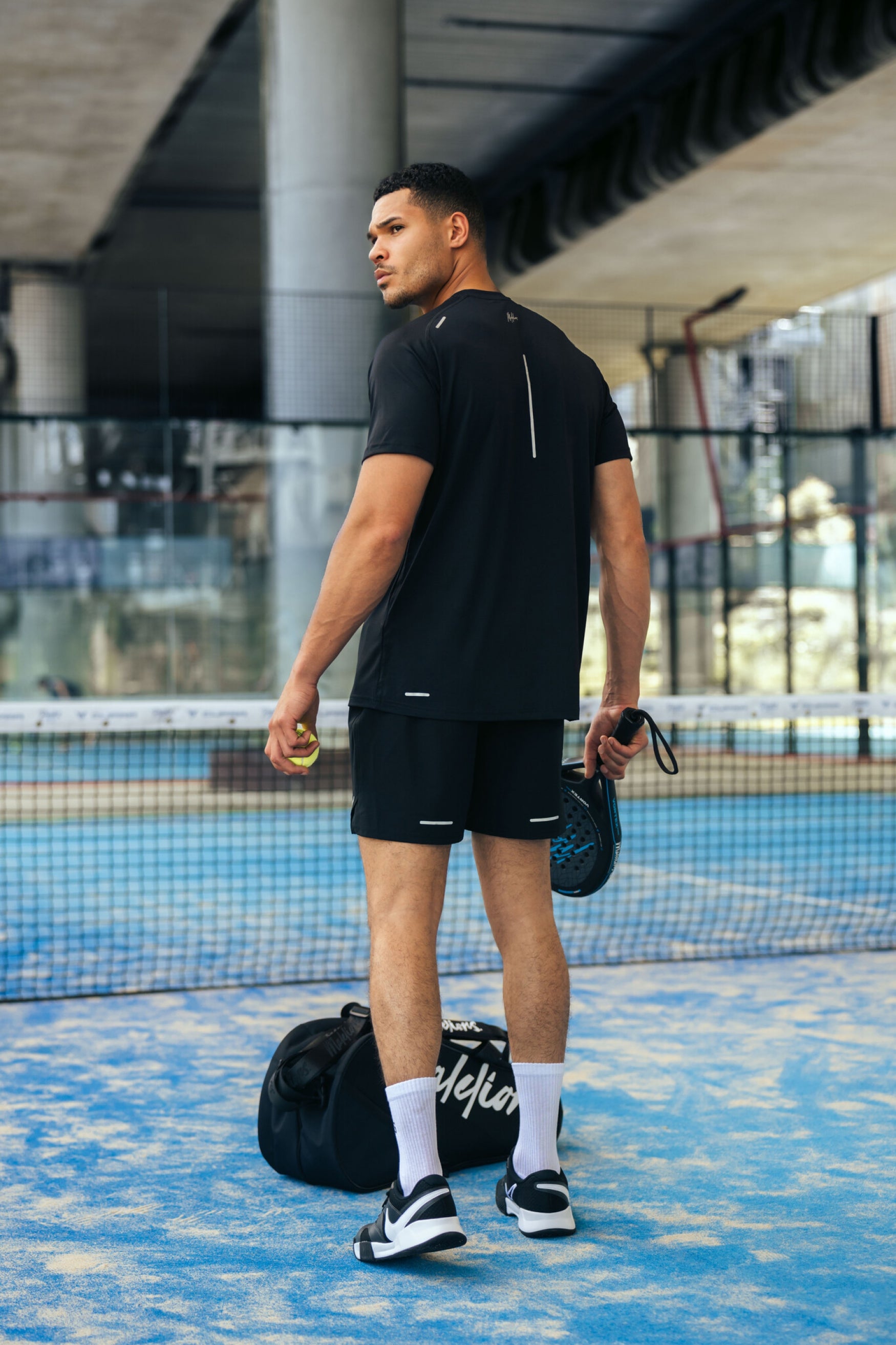 Malelions Padel Hexagon T-Shirt | Black