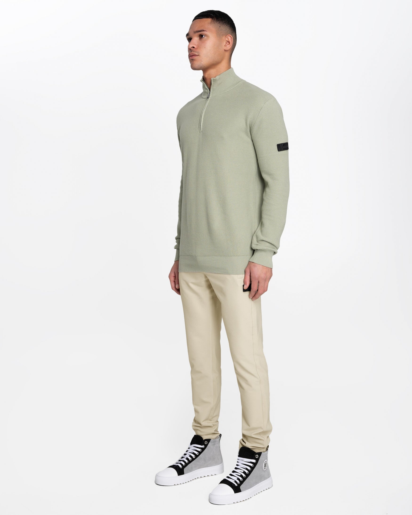 Malelions Men Knit Quarter Zip | Dry Sage