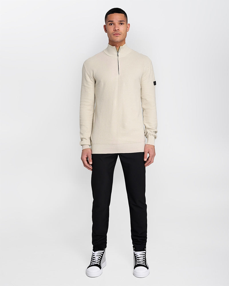 Malelions Men Knit Quarter Zip | Taupe