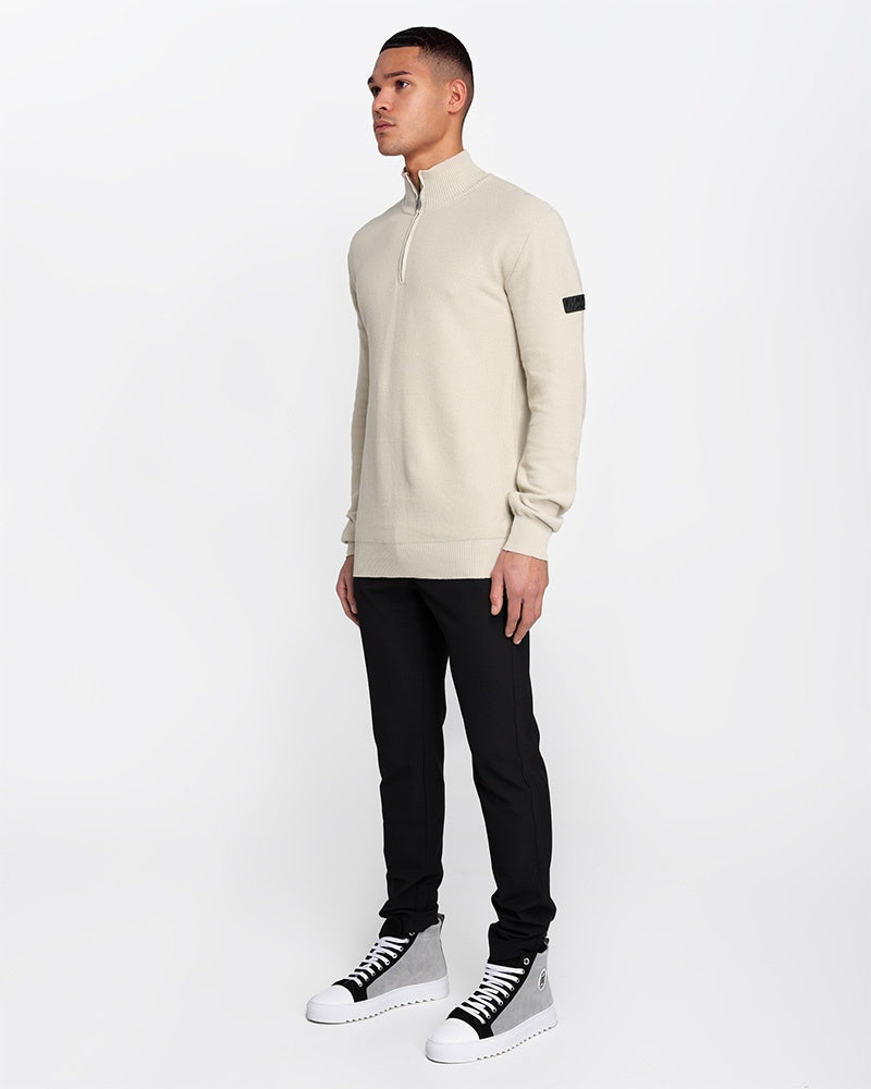 Malelions Men Knit Quarter Zip | Taupe