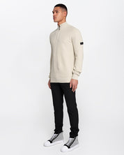 Malelions Men Knit Quarter Zip | Taupe