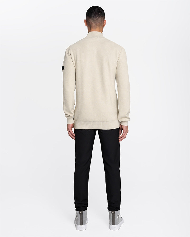 Malelions Men Knit Quarter Zip | Taupe