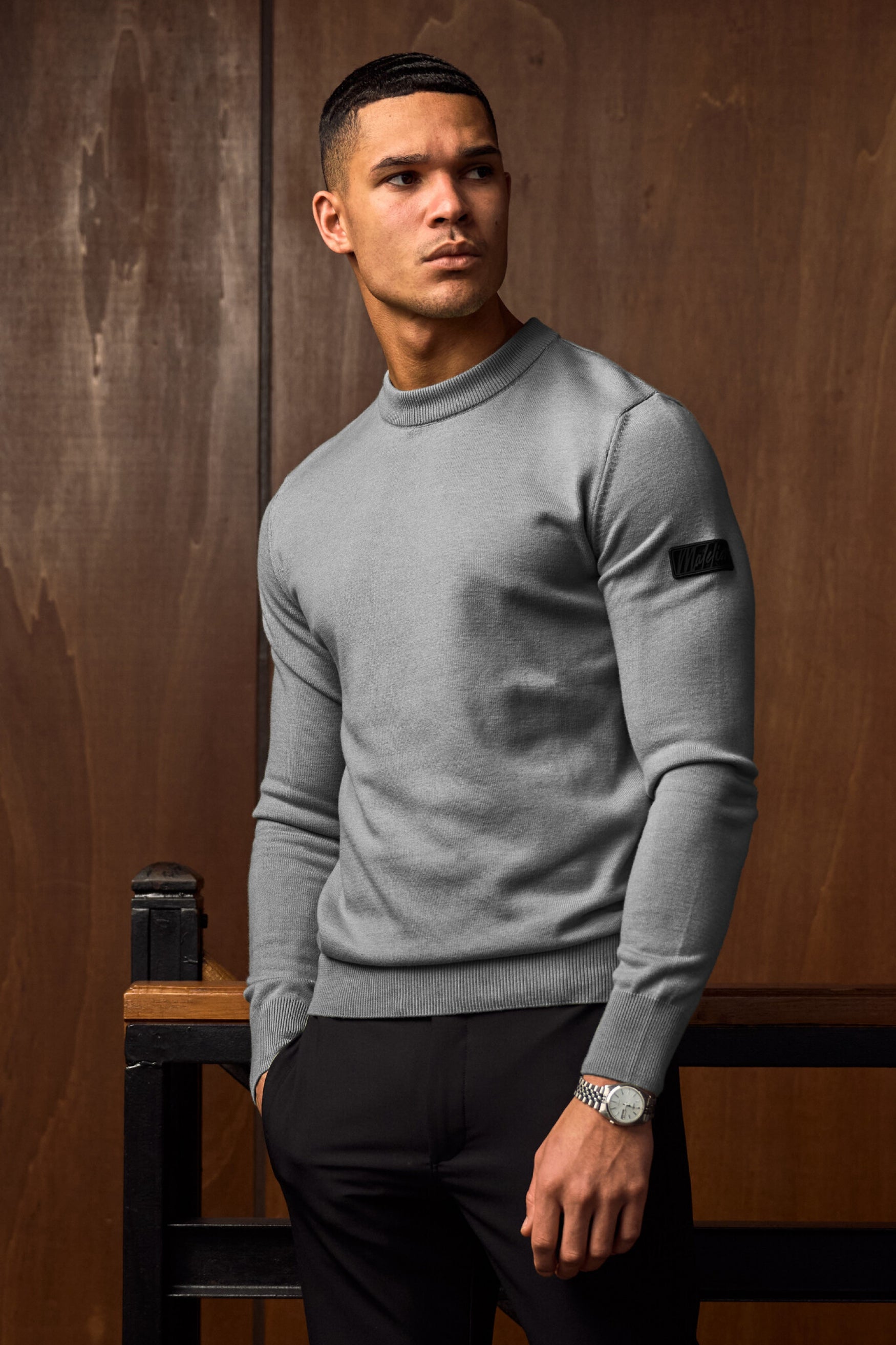 Malelions Men Knit Sweater | Grey